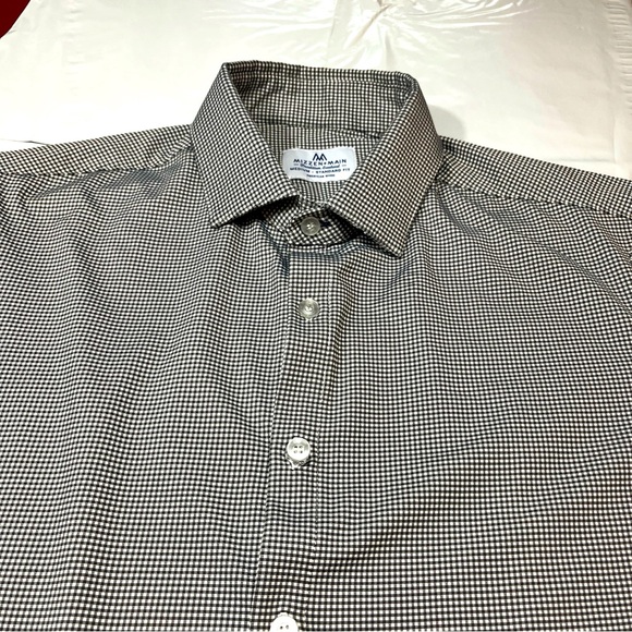 Mizzen + Main Checker SHIRT Spinnaker Standard Fit Button Black White GINGHAM M - Picture 1 of 14
